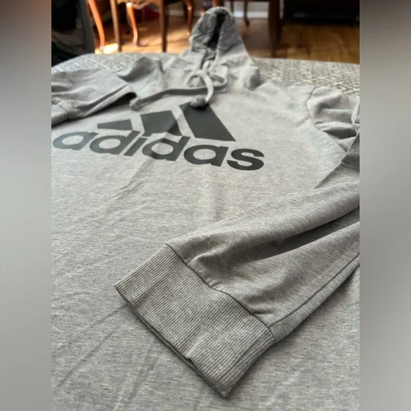 Grey adidas kids medium light hooded sweatshirt, worn a couple times - Picture 3 of 3